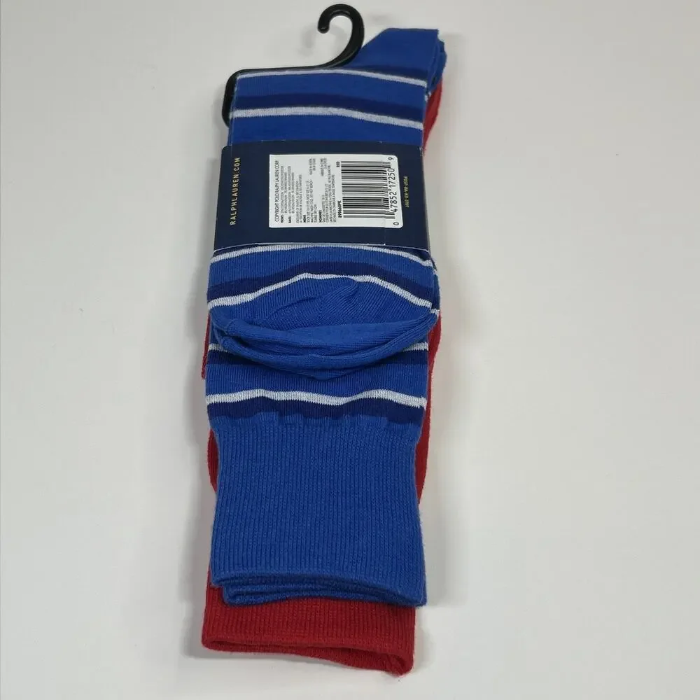 Polo Ralph Lauren Men's 2 Pack Socks 10-13 Nautical Sailboat Anchor Red Blue New